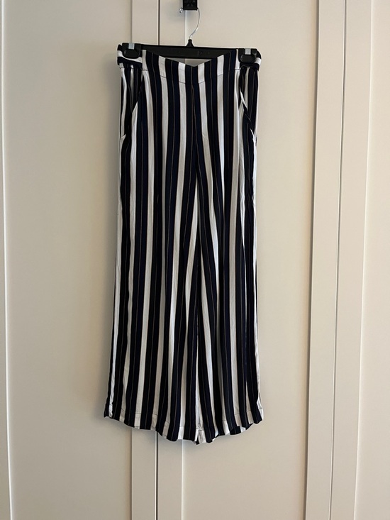 Wilfred Pants - Wilfred Navy, Black  and White Striped Wide-Leg Pants